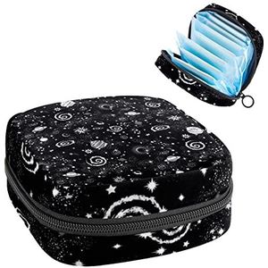 Maandverband Opbergtas, Menstruatie Cup Pouch Tampon Bag, Periode Pads Houder Organizer voor Vrouwen Meisjes, Space Galaxy Zodiac Stars