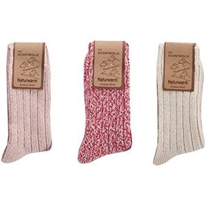 Leo Design 3 Pack Natuurlijke Premium Noorse Dames Merino Wollen sokken, Mix of Lambs wol en katoenen Sokken, Zware wol, Dikke zachte & Warme sok, Thermische sokken. Blauw, Rood, Roze, Wit, Mix 2, 35-38 EU