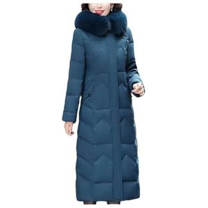 Pegsmio Vrouw Lange Hooded Parka's Winterjassen Dikke Warme Uitloper, Blauw, XXL