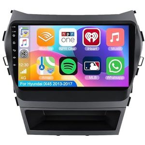 Android 15.0 2 Din Autoradio 9"" Touchscreen Auto Stereo voor Hyundai lX45 2013-2017 met Draadloze Carplay Android Auto GPS navigatie AHD Omgekeerd beeld Stuurwielbediening(S-1(2G+32G))