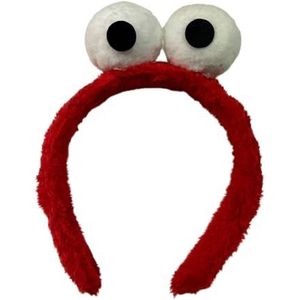 MIMIKRY Koekiemonster, pluche haarband met ogen, kostuumaccessoires, koekjesmonster, kleur: rood
