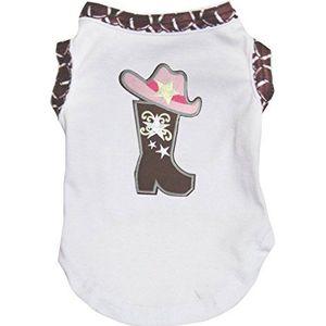 Petitebelle Puppy Kleding Hond Jurk Cowgirl Schoenen Rugby Wit Katoen T-Shirt, X-Large, Kleur: wit