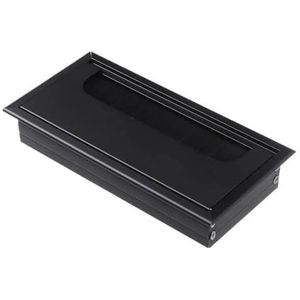 UYFRD Aluminiumlegering PC Bureau Rechthoek Draad Kabel Tule Kantoor Tafel Gat Cover Outlet Poort Met Zwarte Borstel (Zwart-80x160mm)