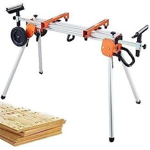 100 inch inklapbare verstekzaagstandaard met montagebeugels van 1 stuk Schuifrail 500 lbs laadvermogen for snijwerkzaamheden Elektrisch, tuin- en handgereedschap