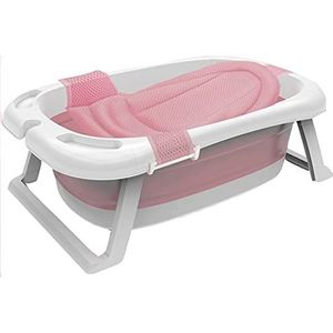 Draagbaar opvouwbaar bad Kinderen zwembad, groot bad Anti-glad voor pasgeboren tot peuter babybadje met slimme temperatuursensor(Color:Roze)