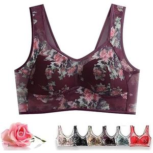 Ice Silk Lace Cooling Comfort BH, Beugelloze Super-gather BH, US X-Large Regular(Purple,4X-Large)