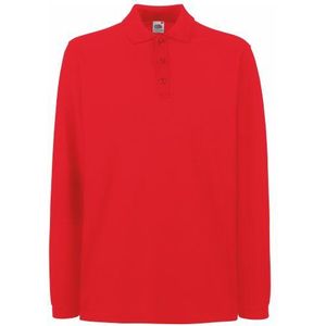 Fruit of the Loom Heren Premium poloshirt met lange mouwen, Rood, L