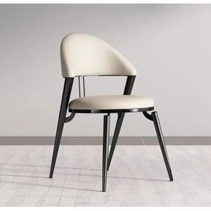 Eetkamerstoelen Eetkamerstoelen Set van 2 Keukenstoelen Kunstleren gestoffeerde stoelen Ontvangststoelen met rugleuning en metalen poten Casual barstoelen voor thuis Lounge Woonkamer