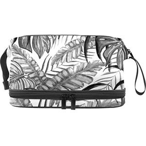 Grote capaciteit reizen cosmetische tas,Zwarte Palm kunst schilderen,Make-up tas,Waterdichte make-up tas Organizer, Meerkleurig, 27x15x14 cm/10.6x5.9x5.5 in
