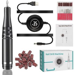 Elektrische nagelboor, 35000 RPM manicuremachine, elektrische nagelboor, draagbare nageldraaibank Elektrische manicuresnijderset, nagelgelpolijstmachine Salonapparatuur Gemakkelijk te gebruiken, voor