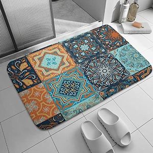 Agriism Laagpolige tapijten, kleine matten, boho mandala flanellen mat, antislip, absorberend, vuilwater, duurzame voordeurmat voor buiten, 76 x 45 cm