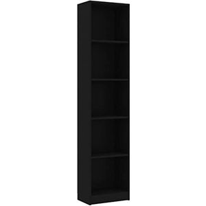 vidaXL Boekenkast met 5 schappen 40x24x175 cm bewerkt hout zwart