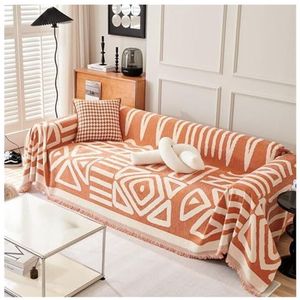 Boho Bankhoes, Bankhoes For Sectionele Banken, Chenille Bankhoes For Honden, For 1 2 3 4 Kussenbank, L-vormige Bank(Orange,180 * 150cm)