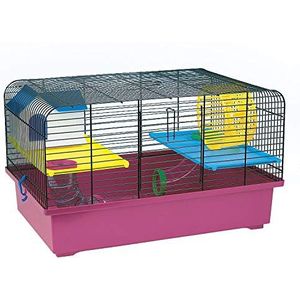 Decorwelt Hamsterstokken, roze, buitenmaten, 49 x 32,5 x 29 cm, knaagkooi, hamster, plastic kleine dieren, kooi met accessoires
