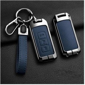 Autosleutel beschermhoes Legering Autosleutel Case Cover Shell Fob Voor Mitsubishi Voor Outlander Voor Lancer Voor Eclipse Voor Mirage 2/3 Knop Sleutelhanger Sleutel Shell(A Blue)