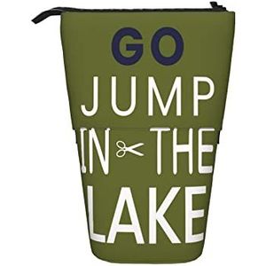 351 Etui Word Groene Achtergrond Go Jump in The Lake Make-up Tas met Rits School Pen Case Lichtgewicht Meisjes Pen Pouch, Etui 2125, Eén maat