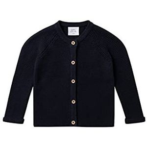 Stellou & friends Cardigan-gebreide jas voor meisjes en jongens met knopen in houtlook | hoogwaardige babykleding van 100% katoen - IV V, donkerblauw, 110/116 cm