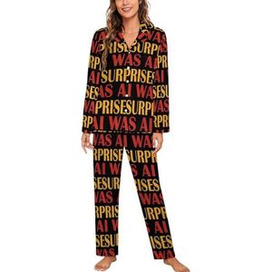 I Was A Surprise Dames Lange Mouw Button Down Nachtkleding Zachte Nachtkleding Lounge Pyjama Set 2XL