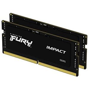 Kingston Fury KF548S38IBK2-32 Impact 32 GB (2x16GB) 4800MT/s DDR5 CL38 SODIMM Gaming Geheugen voor Laptop Kit met 2,Zwart