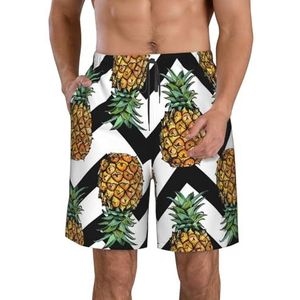 Kerstboom Print Heren Zwemmen Shorts Trunks Mannen Sneldrogende Ademend Strand Surfen Zwembroek met Zakken, Zomer Ananas, XXL