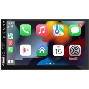 Achtercamera 7"" Carplay Android Auto 1 Din Autoradio HD Touchscreen Multimedia MP5 Speler USB FM Bluetooth Universele(With 8 LED Camera)