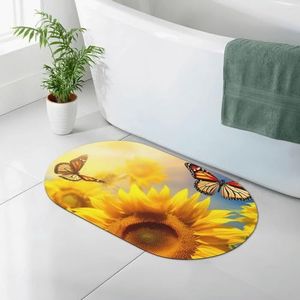 GeRRiT Zonnebloem Butterfly Zonnig bedrukt Diatomeeënaarde badmat Absorberende badkamer mat Badkamer tapijt