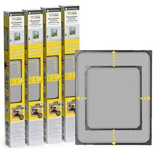EASYmaxx Insect Protect Telescopische insectenhor voor ramen, met voorgemonteerd frame, uittrekbare insectenbescherming, geïntegreerd net, antraciet, set van 4