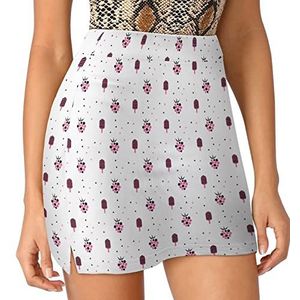 Raspberries Ice Cream Dames Skorts Hoge Taille Tennisrok Gelaagde Korte Mini Rok Culottes Skorts Met Zakken L