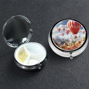 Ballonpillendoosje 3 compartimenten pillendoos ronde pil organiseren metalen waterdichte medicijnorganizer doos voor reizen kleine pillencontainer draagbaar voor supplementen