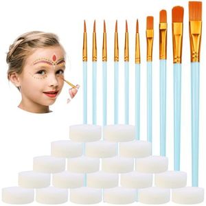 RUIJIE Penseelset, 30 stuks kunstenaarskwasten, acrylverf, kindermake-up, make-upsponsje, fijne kwast, schilderij, olieverf, penseelset voor lichaamsbeschildering, beginners, kunstenaars, kinderen en