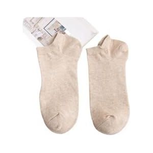 Dunne katoenen sokken for heren, lente en zomer, effen kleur lage eenvoudige sokken, deodorant, zweetabsorberend en ademend korte bootsokken (10 paar)(Size:Khaki)