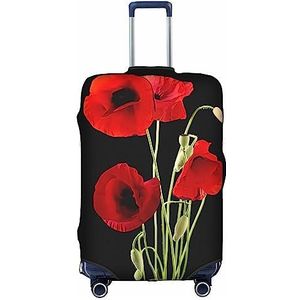 Dehiwi Rode Bloem Bagage Cover Reizen Stofdichte Koffer Cover Rits Sluiting Koffer Protector Fit 18-32 Inch Bagage, Wit, S