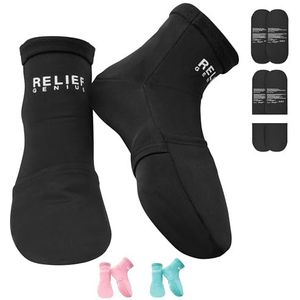 Relief Genius Cold Therapy sokken met herbruikbare gelijspakketten - verlichting van verstuikingen, spierpijn, kneuzingen, zwelling, oedeem, chemotherapie, artritis, postpartumvoet (zwart, klein