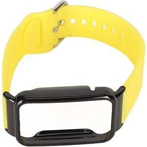 Horlogeband Bumper Case Gespsluiting Stijlvolle Verstelbare Siliconen Horlogeband Zachte Vervanging voor Training (Gele en zwarte kast)