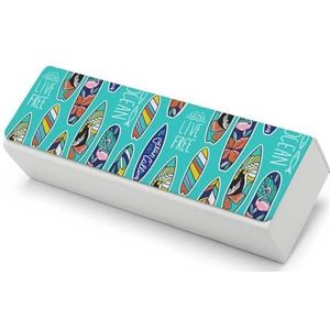Surfplanken met stijlvolle zinnen bedrukte lenzenvloeistof case harde schaal bril bescherming clamshell case unisex draagbare bril doos