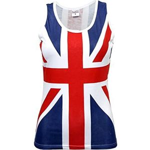 SPIRIT OF ESSEX Union Jack Vest top Vrouwen Dames 100% Katoen Ronde Hals Union Jack Jurken voor Vrouwen UK, Wit, S