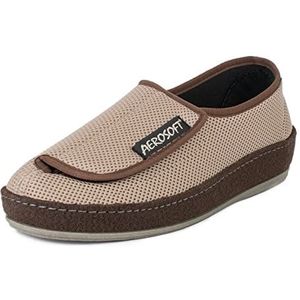 Aerosoft Klittenbandschoen 6072-4P dames heren pantoffel breedte G-H antislip, taupe, 43 EU