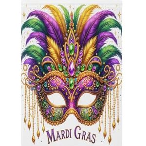 Mooi Mardi Gras masker tuinvlag verticale dubbelzijdige huis vlag festival vakantie decoraties voor buiten gazon 30 x 45 cm