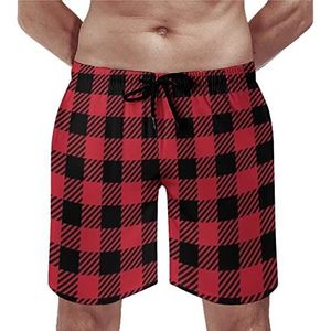 Rode houthakker Buffalo Plaid Mens Beach Shorts Sneldrogende Board Shorts Mesh Voering Strandbroek Gym Zwembroek 3XL