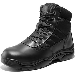 NORTIV8 Militaire tactische werklaarzen voor heren, leren gevechtslaarzen voor motorfietsen,Size 43,Zwart