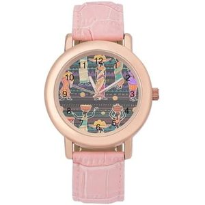 Afrikaanse Vrouwen Zwarte Meisjes Womens Lederen Band Elegante Dame Horloges Casual Band Drie-Hand Horloge