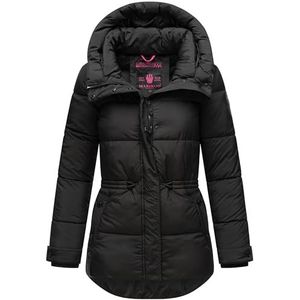 MARIKOO Dames winterjas gewatteerde jas warm met capuchon Akumaa Black Gr. M, zwart, M