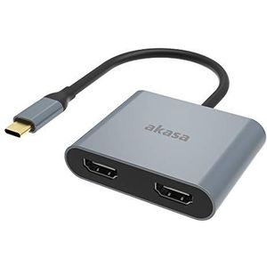 Akasa USB Type-C naar Dual HDMI MST Adapter | USB 3.1 | 4K UHD | Aluminium | AK-CBCA26-18BK | Compatibel met MacBook, Dell, Lenovo en meer