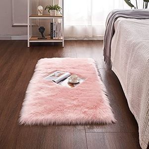Cumay Tapijt van kunstbont, wollige schapenvacht, lamsvacht, imitatiebont, wasbaar, voor woonkamer, slaapkamer, stoel, bed, bank, decoratie, decoratief tapijt