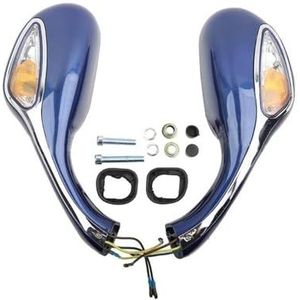 Achteruitkijkspiegels aan de zijkant 1 Paar Universele Reflector Spiegels Motorfiets Achteruitkijkspiegels Met Richtingaanwijzers Sequentiële Licht Voor GY6 125 Achteruitkijkspiegel(For Flash Blue)