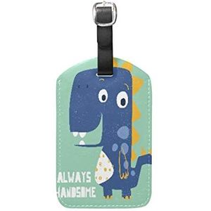 Knappe blauwe dinosaurus bagage bagage koffer tags lederen ID label voor reizen (2 stuks)