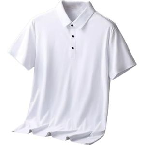 Heren T-shirt Zakelijk Effen Kleur Halve Mouw Shirt Mannen Casual Ademend Polos Shirt, Wit, M