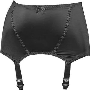 Sexy Jarretelgordels Voor Dames Vintage Satijnen Jarretelgordel Met 6 Riemen Metalen Clip Voor Dij Hoge Kousen(Black,XXL)