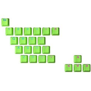 Ranked Rubberen Toetsenset | Dubbel Schot Doorschijnend | OEM-Profiel voor Mechanisch Gaming Toetsenbord(Neon Green, 23 Toetsen)