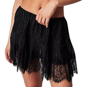 Kanten Onderrok - Zwart - Geplooid - Ruffle - Korte Rok